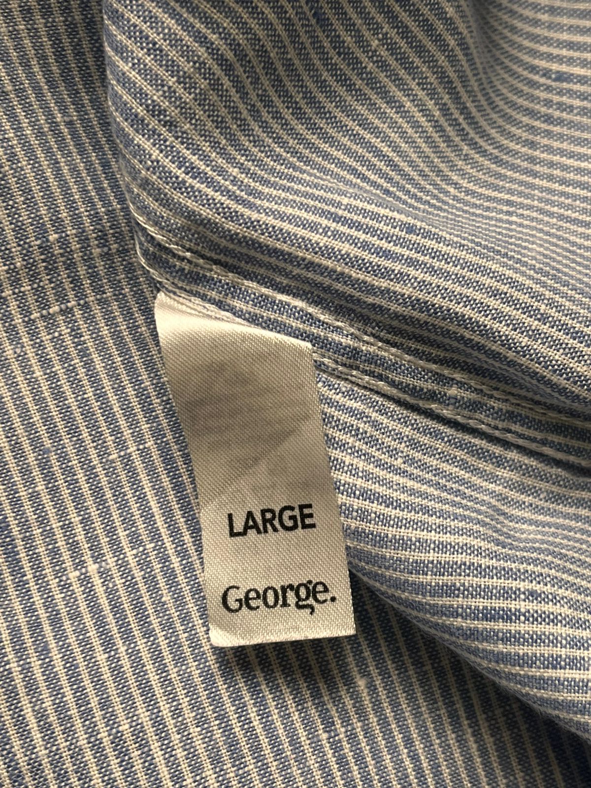 BOSTON CREW Blue White Striped  Linen BUTTON DOWN SHIRT