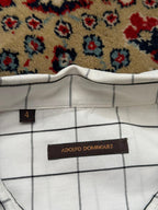 Adolfo Dominguez White Black Check Cotton Button Down SHIRT