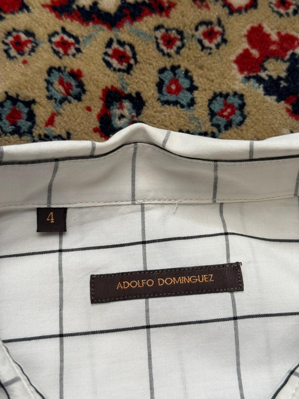 Adolfo Dominguez White Black Check Cotton Button Down SHIRT