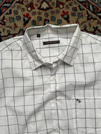 Adolfo Dominguez White Black Check Cotton Button Down SHIRT