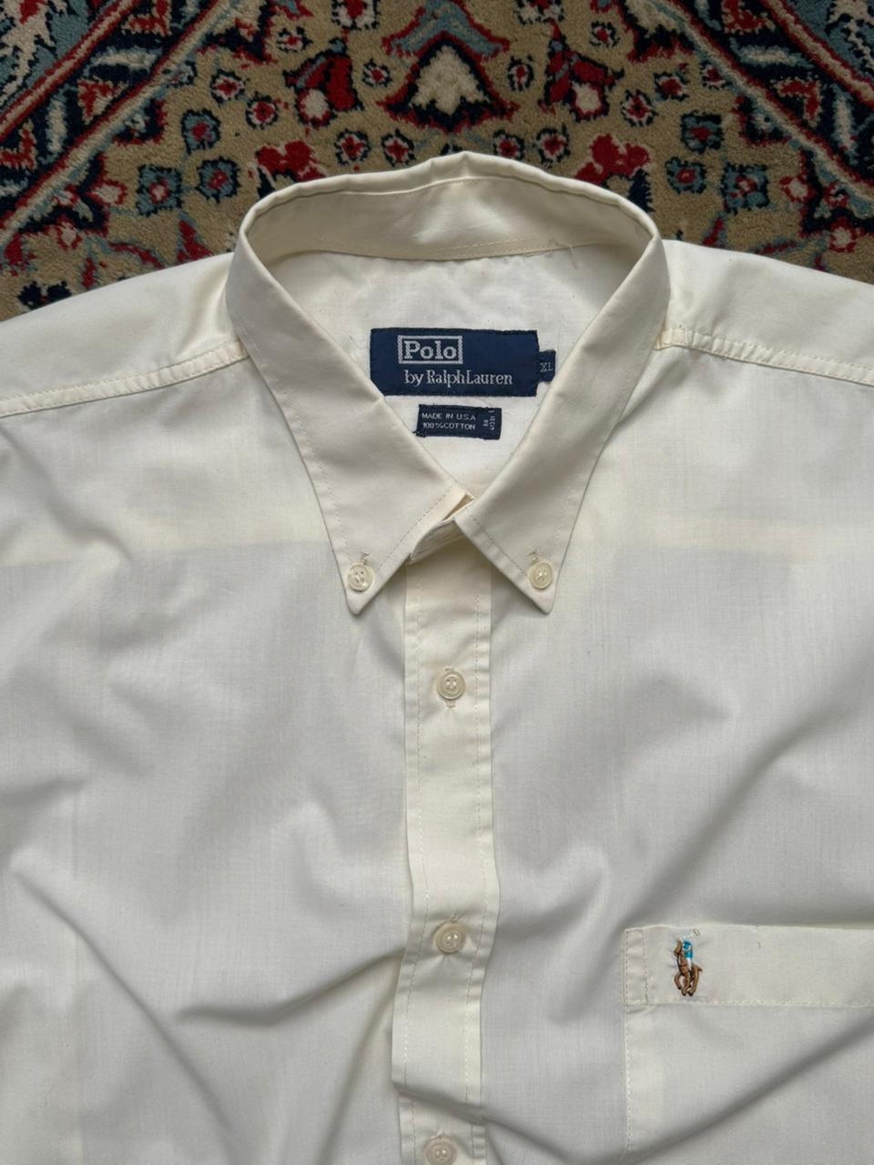 Vintage Polo Ralph Lauren Off-White Pony Logo BUTTON DOWN SHIRT