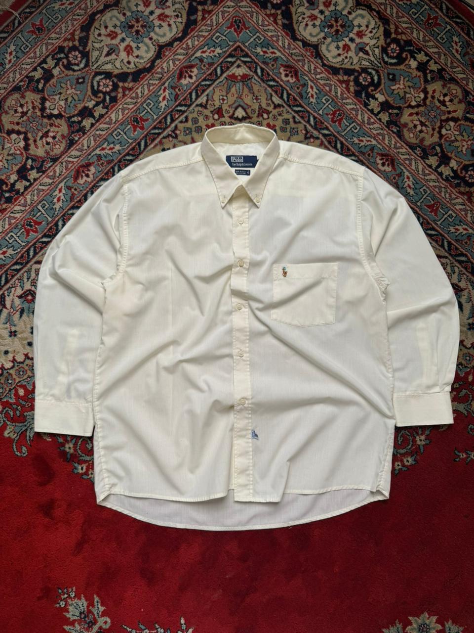 Vintage Polo Ralph Lauren Off-White Pony Logo BUTTON DOWN SHIRT