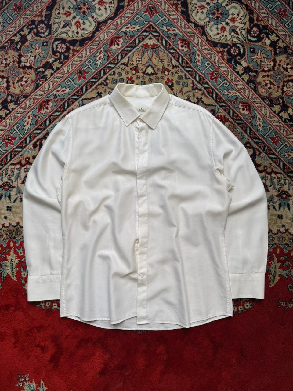 LEO Leonardo White Textured Slim Fit BUTTON DOWN SHIRT