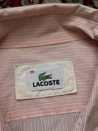 LACOSTE Pink White Striped BUTTON DOWN SHIRT