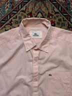 LACOSTE Pink White Striped BUTTON DOWN SHIRT