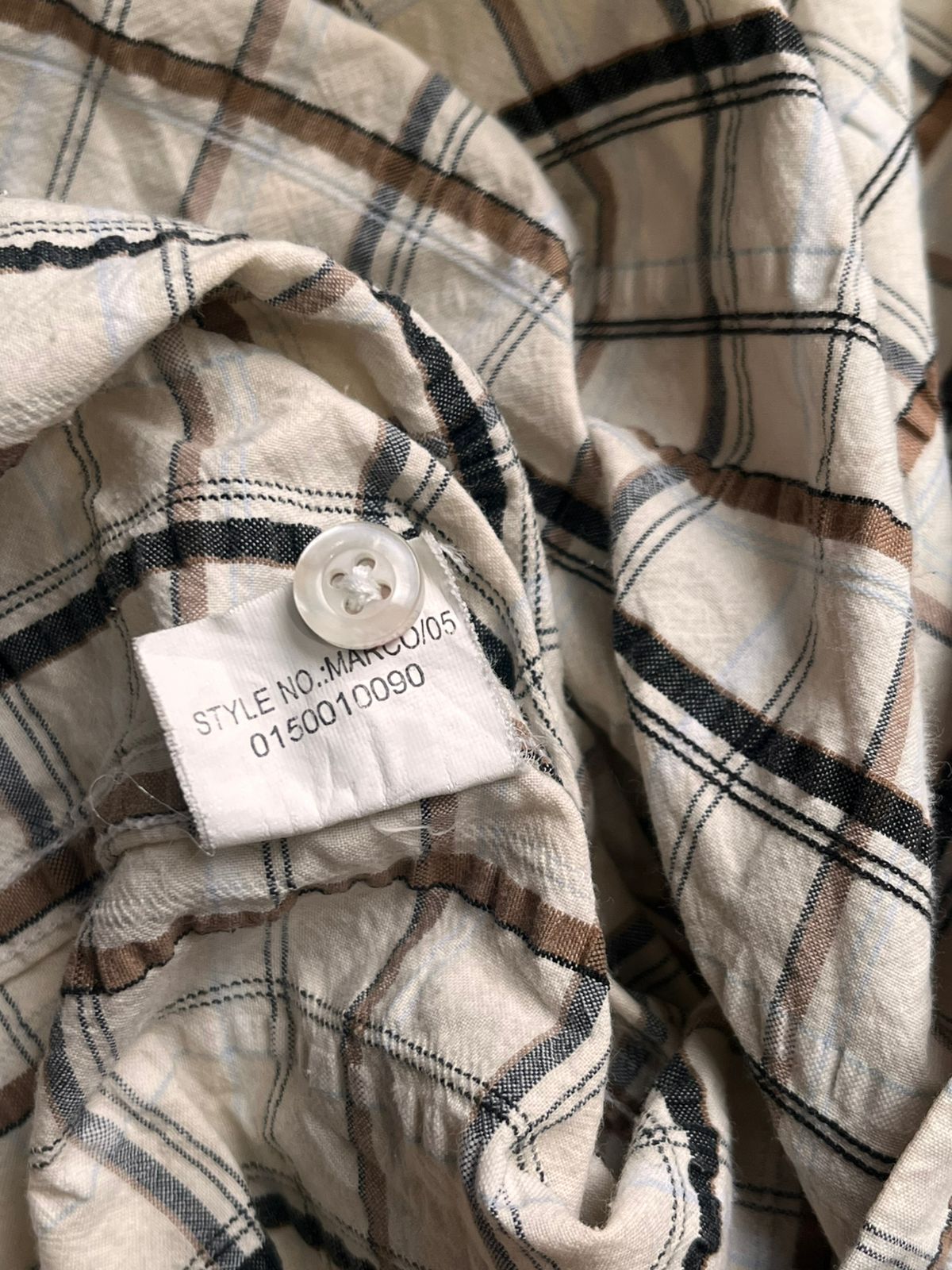 MEN'S  BROWN BLACK PLAID TEXTURED CASUAL BUTTON DOWN SHIRT
