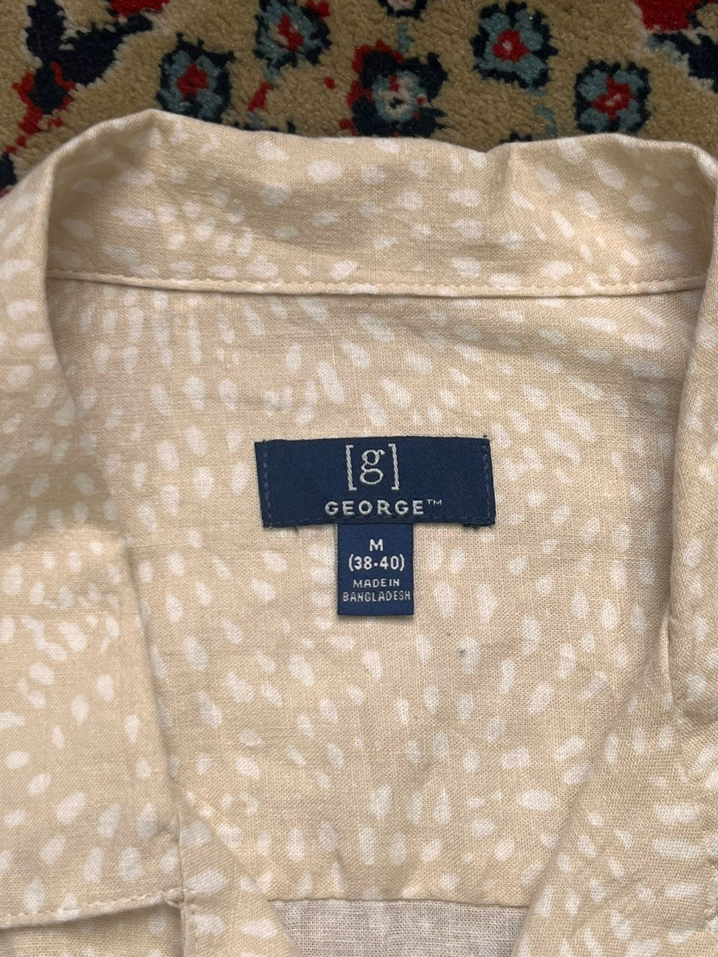GEORGE DOT PRINT LINEN BLEND BUTTON DOWN SHIRT