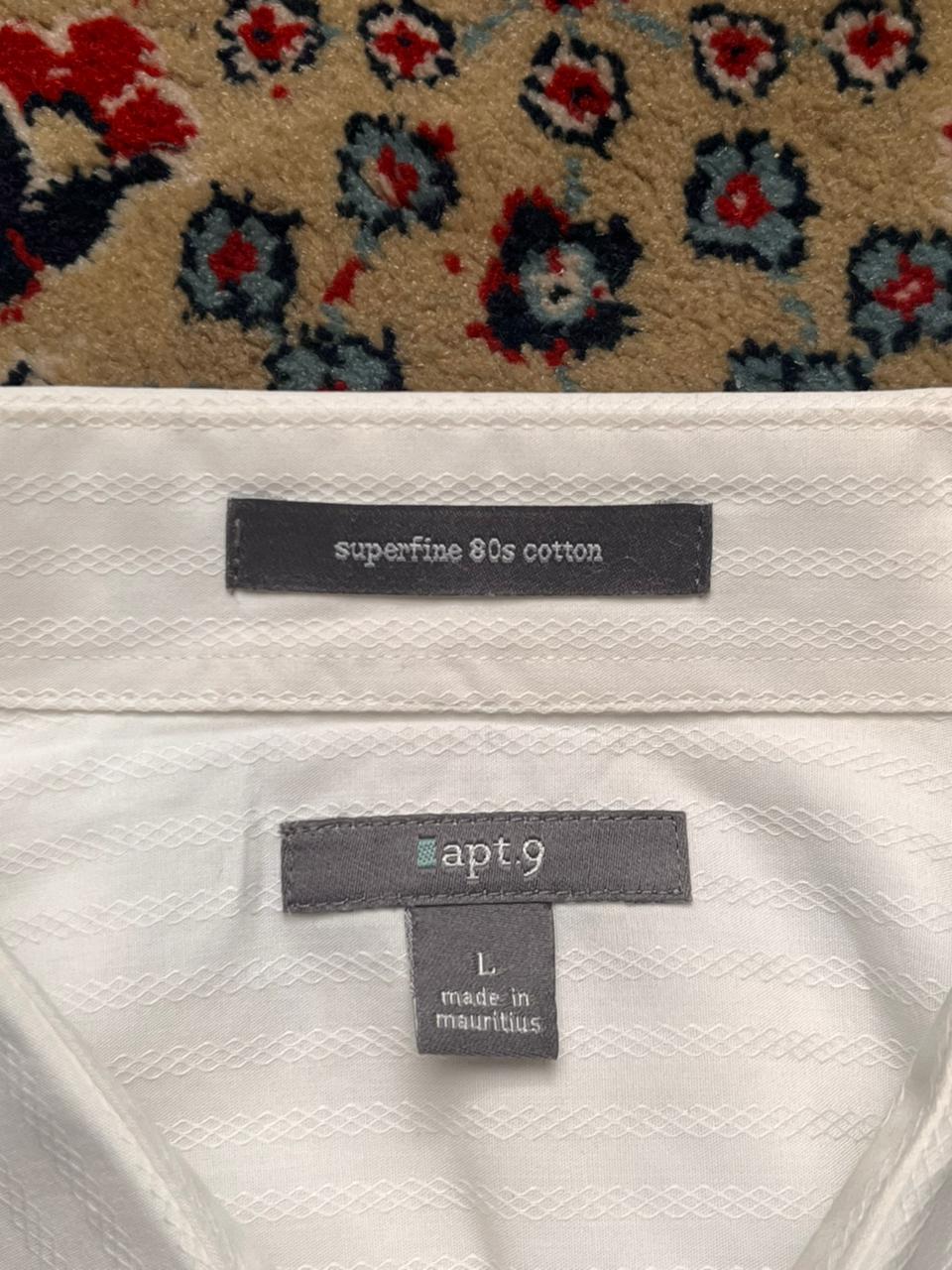 Apt. 9 Superfine 80s Cotton White Textured BUTTON DOWN SHIRT