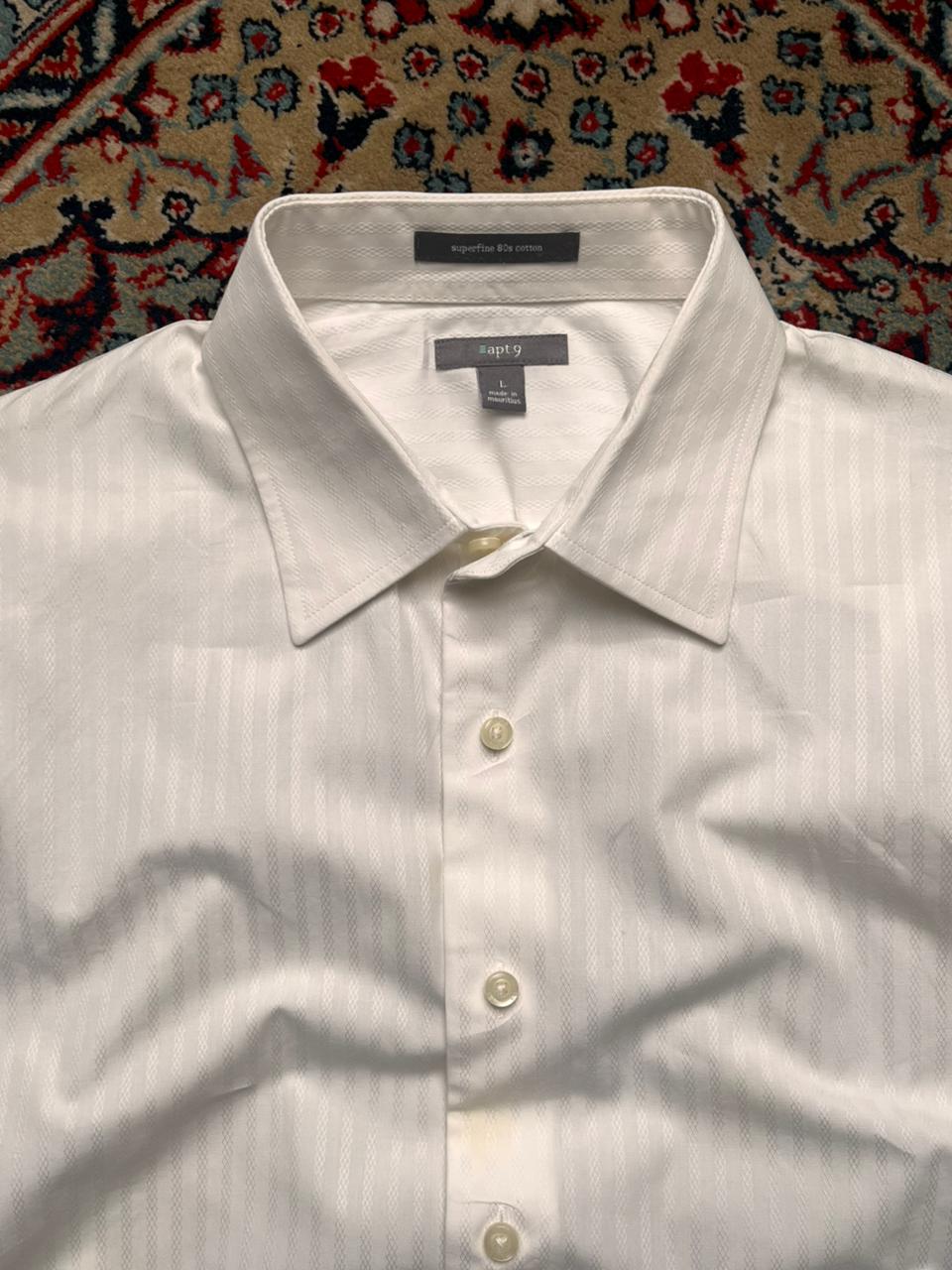 Apt. 9 Superfine 80s Cotton White Textured BUTTON DOWN SHIRT