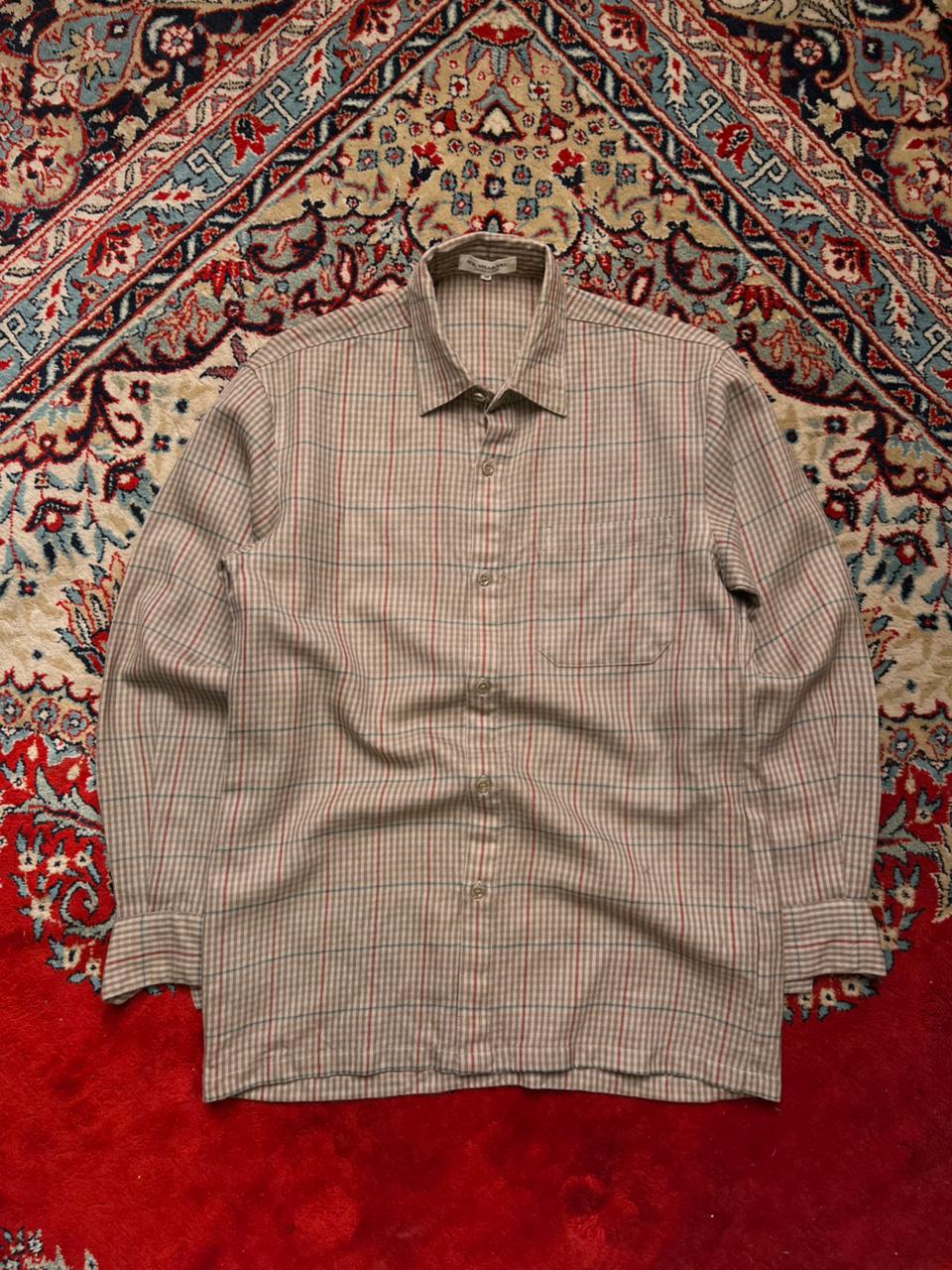 Mr. Sharaku by King Brown Plaid Checkered BUTTON DOWN SHIRT