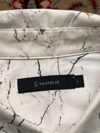 RAGEBLUE White Marble Print Casual BUTTON DOWN SHIRT