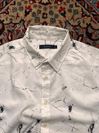 RAGEBLUE White Marble Print Casual BUTTON DOWN SHIRT