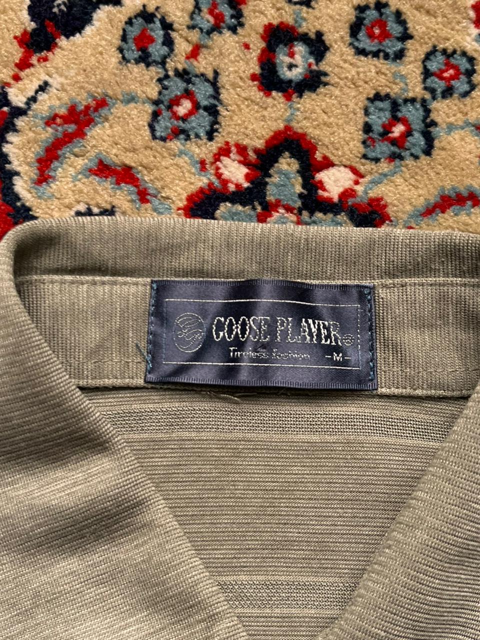 VINTAGE GOOSE PLAYER Sage Green BREATHABLE MESH Striped Polo