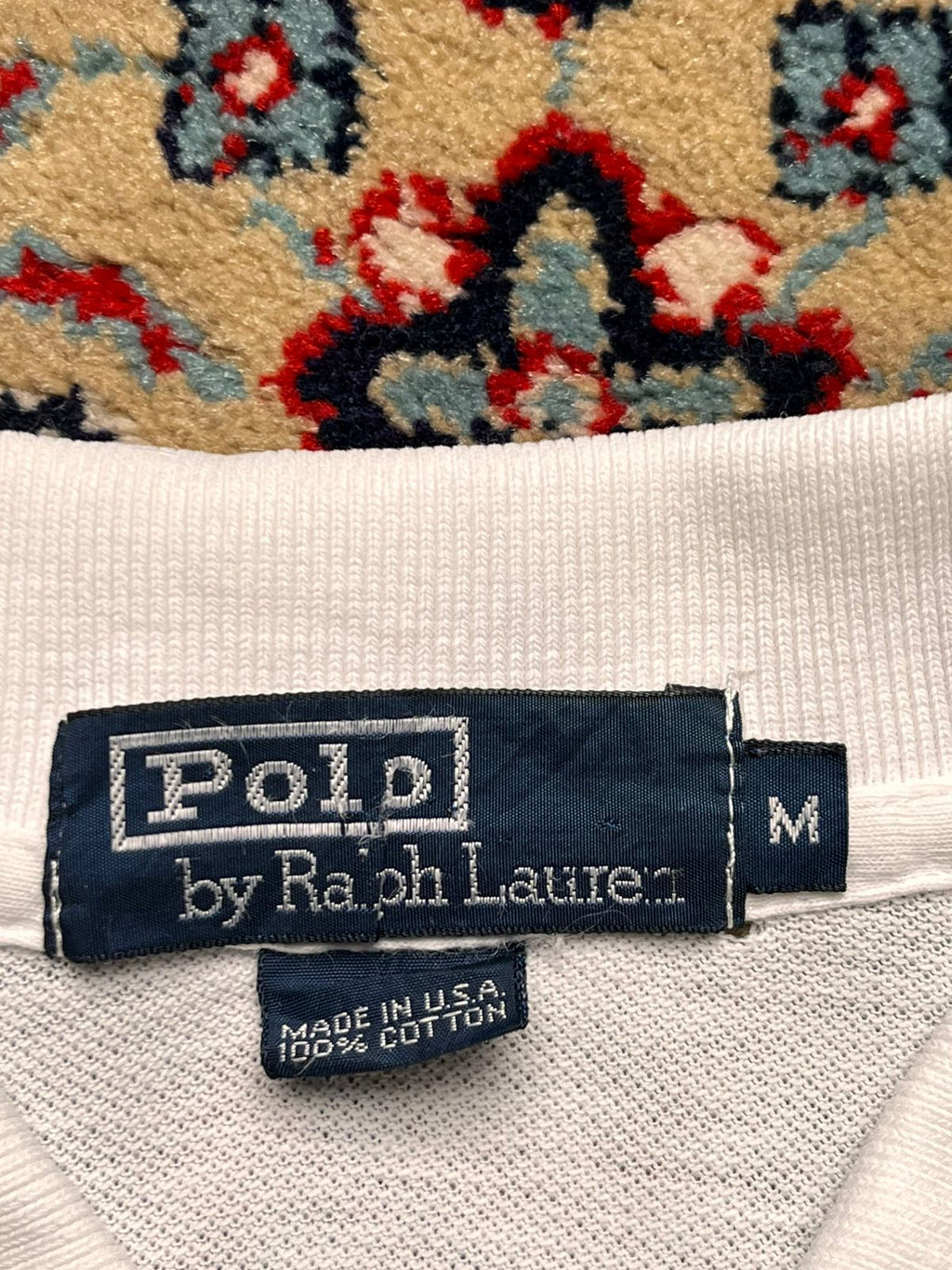 Vintage Polo Ralph Lauren White Pique Mesh Cotton Polo TEE