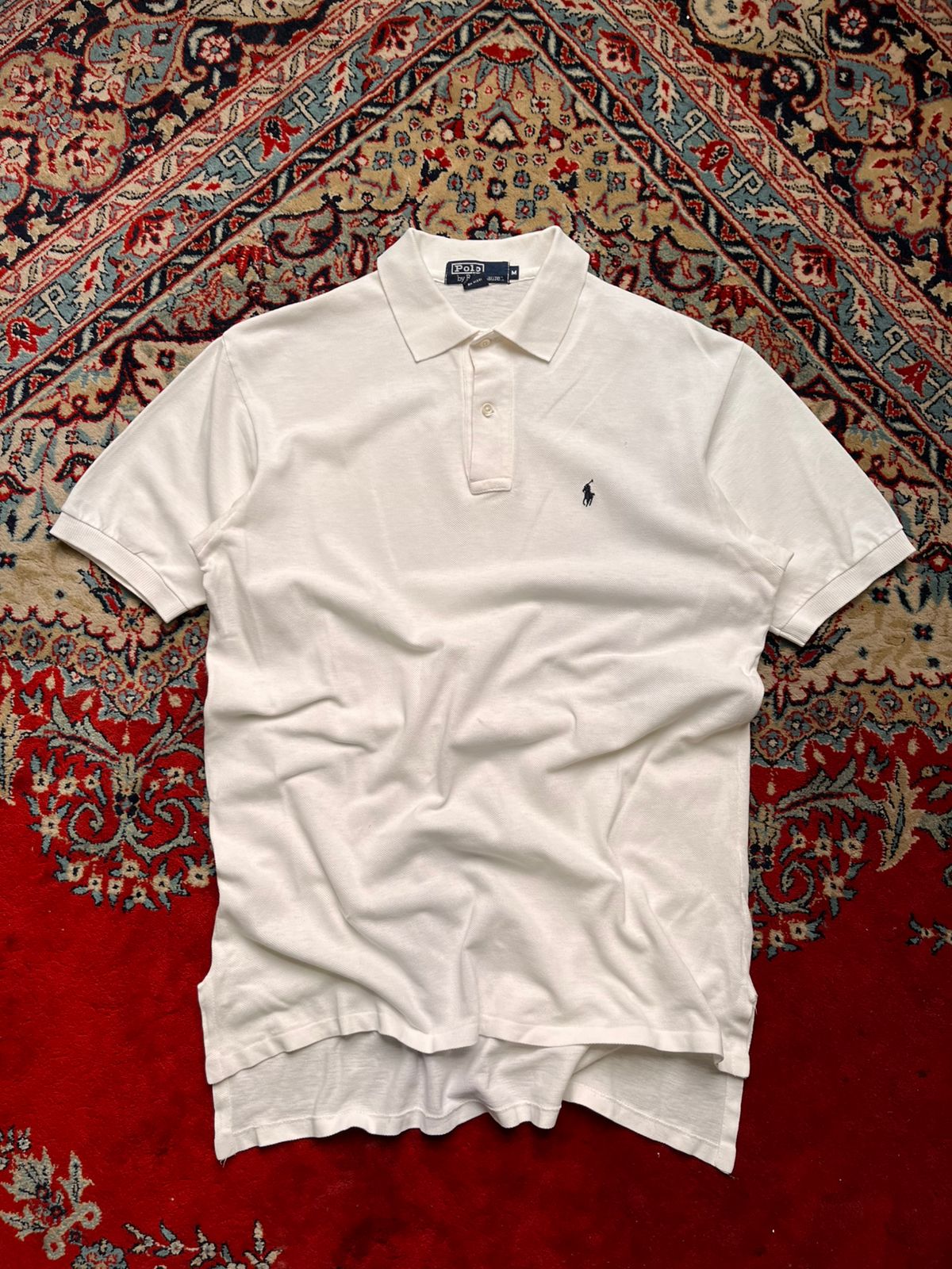 Vintage Polo Ralph Lauren White Pique Mesh Cotton Polo TEE