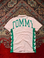 TOMMY HILFIGER Pink Green Spellout Logo Polo TEE