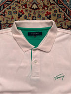 TOMMY HILFIGER Pink Green Spellout Logo Polo TEE