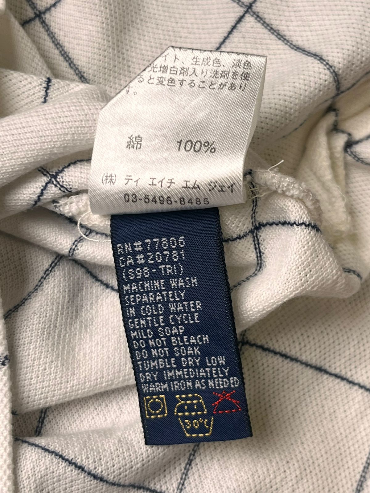 TOMMY HILFIGER Vintage White Blue Check Polo TEE