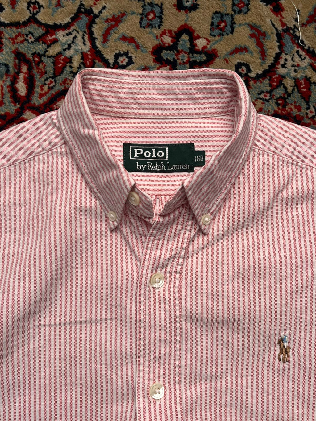 VINTAGE POLO RALPH LAUREN Red White Striped BUTTON DOWN Women SHIRT