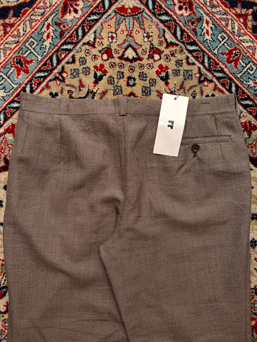 Vintage 70s Style Brown Tweed BOOTCUT FIT Textured Dress PANTS - 34