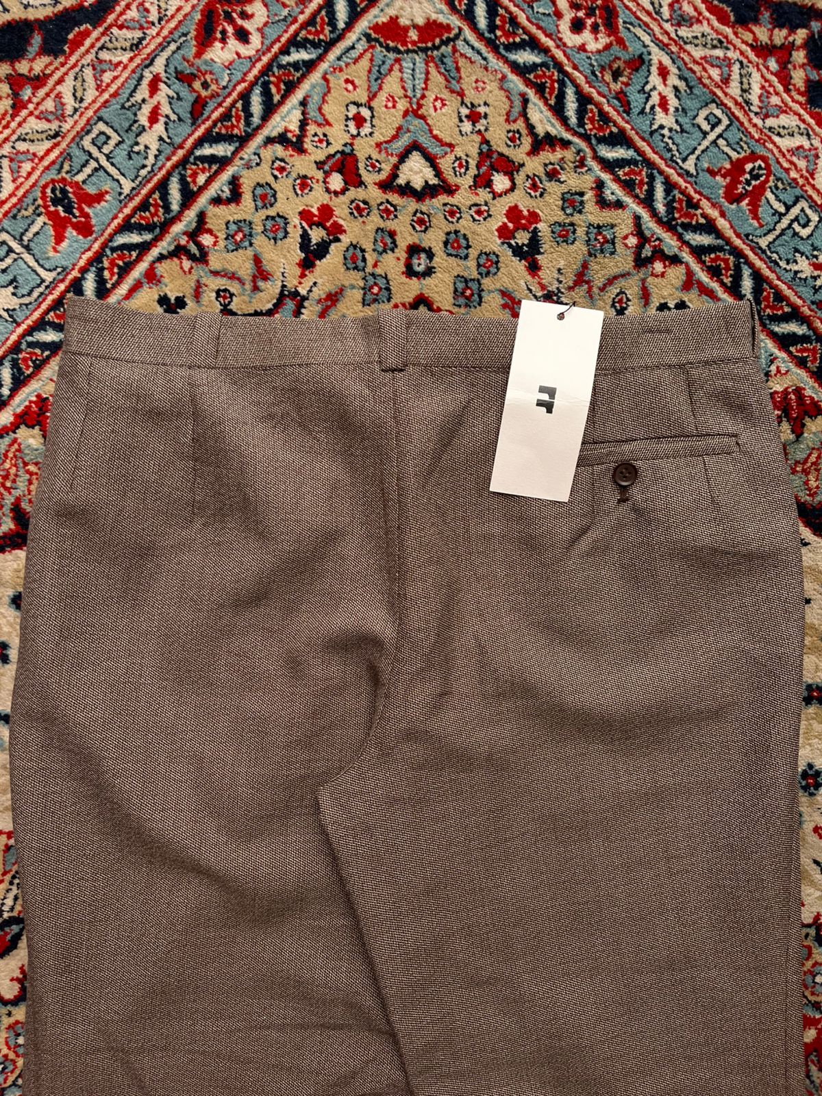 Vintage 70s Style Brown Tweed BOOTCUT FIT Textured Dress PANTS - 34