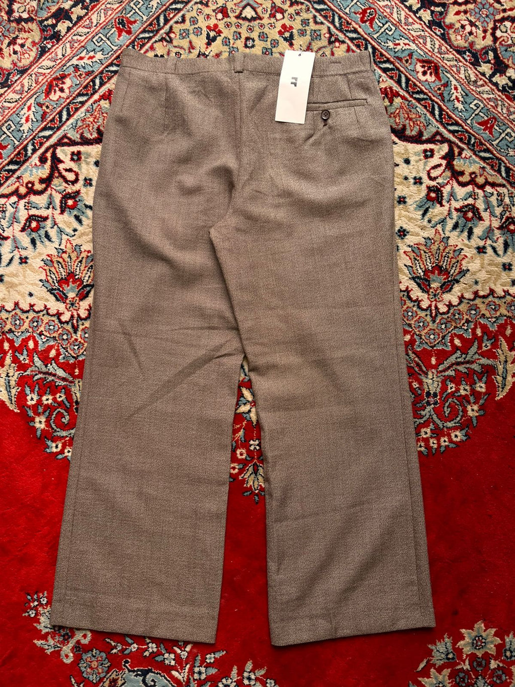 Vintage 70s Style Brown Tweed BOOTCUT FIT Textured Dress PANTS - 34