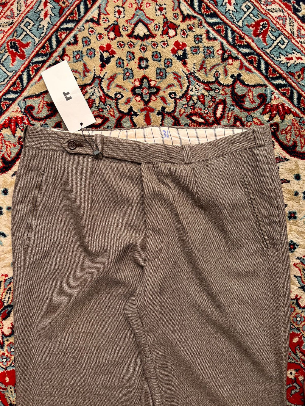 Vintage 70s Style Brown Tweed BOOTCUT FIT Textured Dress PANTS - 34