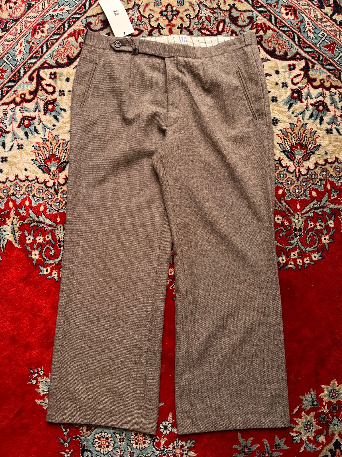 Vintage 70s Style Brown Tweed BOOTCUT FIT Textured Dress PANTS - 34