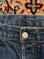 LEVIS 501 ORIGINAL STRAIGHT FIT DARK WASH DENIM JEANS - 34