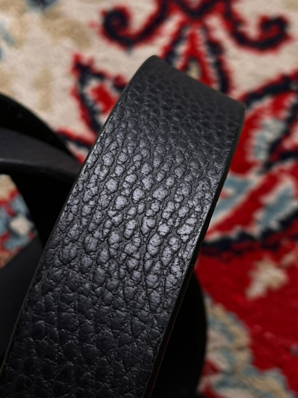 Western Boho Black Pebbled Leather Belt