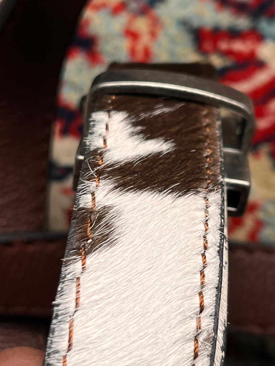 Levi’s Buckle with Reversible Calf Hair Cow Print To Brown Leather Belt