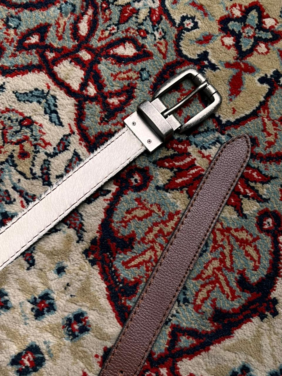 Levi’s Buckle with Reversible Calf Hair Cow Print To Brown Leather Belt