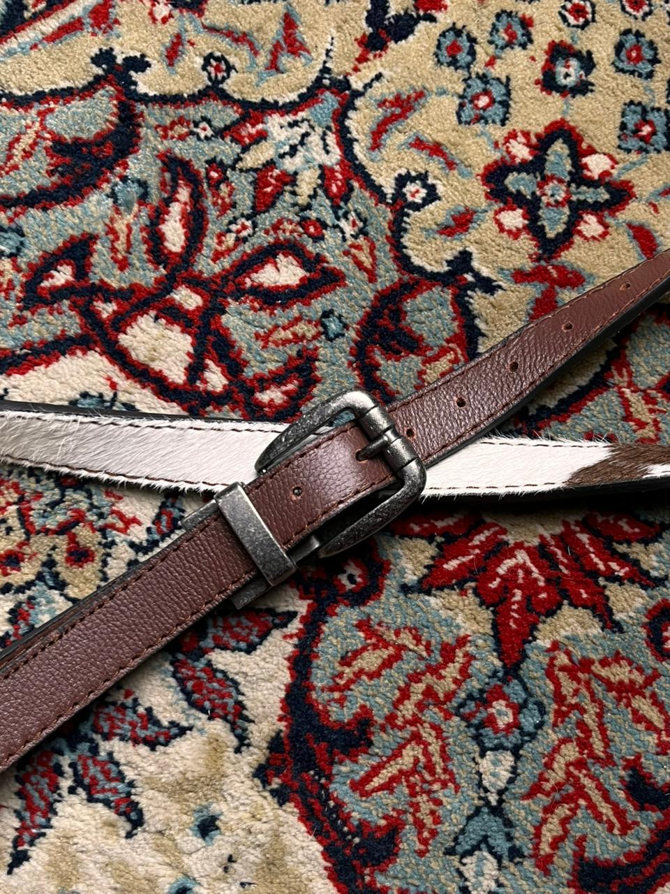 Levi’s Buckle with Reversible Calf Hair Cow Print To Brown Leather Belt