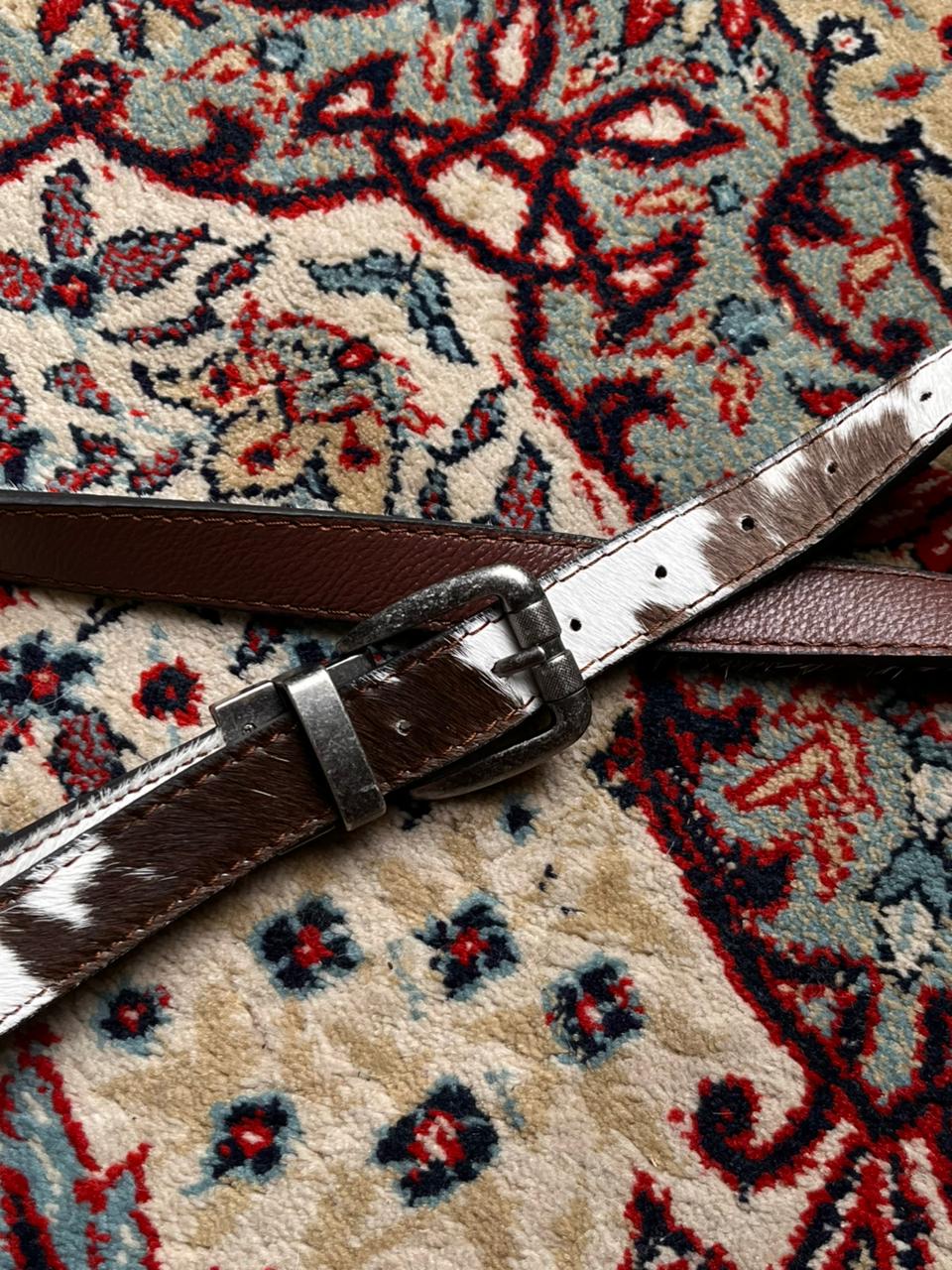 Levi’s Buckle with Reversible Calf Hair Cow Print To Brown Leather Belt