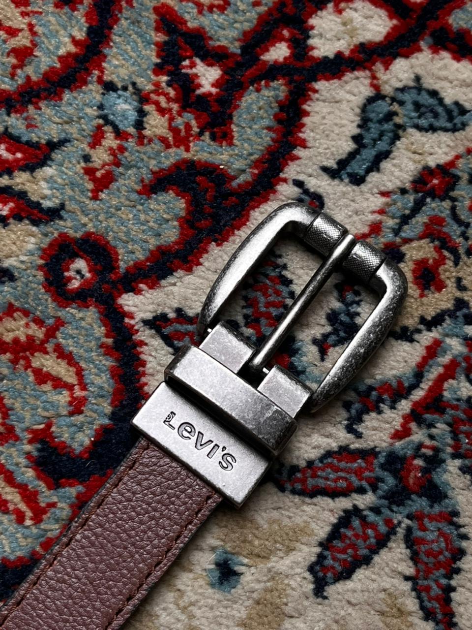 Levi’s Buckle with Reversible Calf Hair Cow Print To Brown Leather Belt