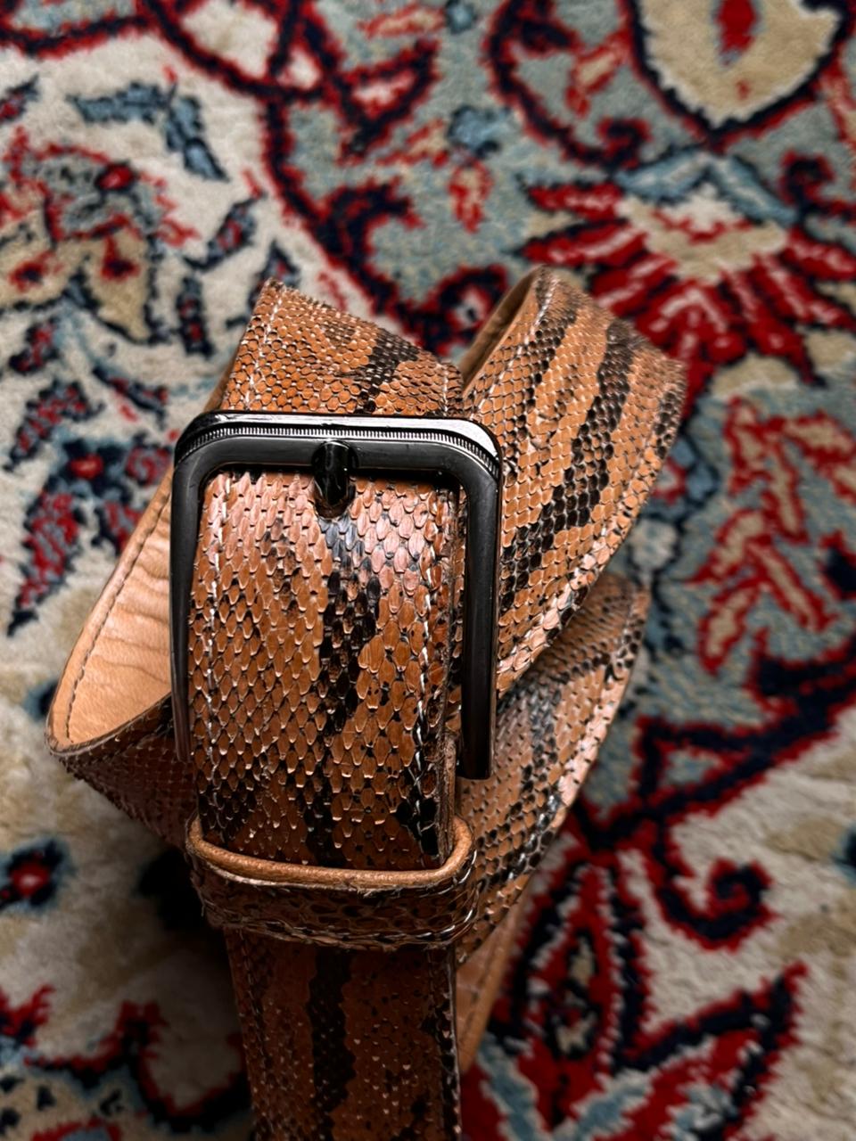 Vintage Genuine Python Snakeskin Leather Brown Belt