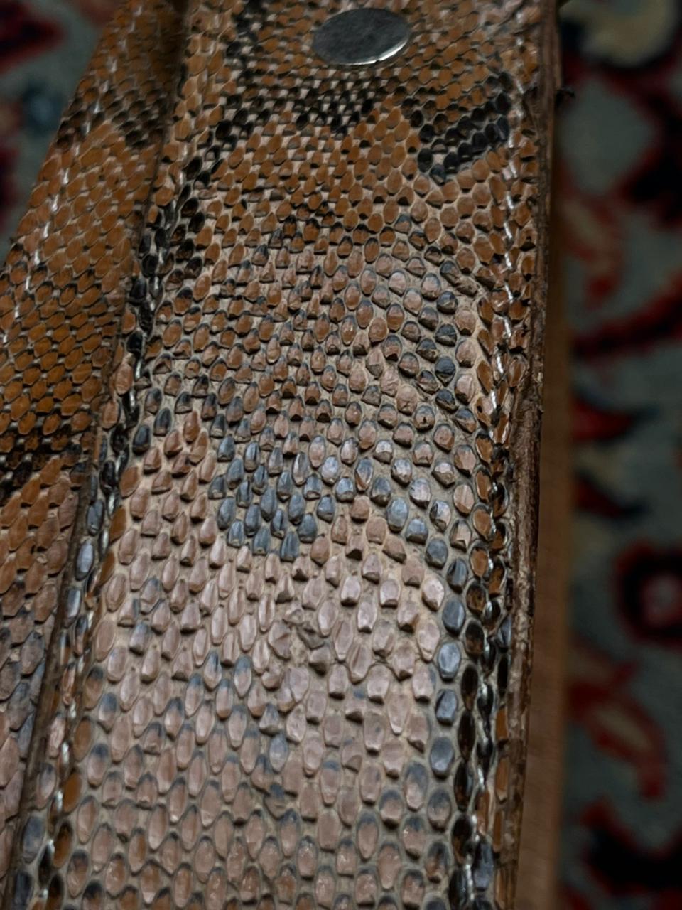 Vintage Genuine Python Snakeskin Leather Brown Belt