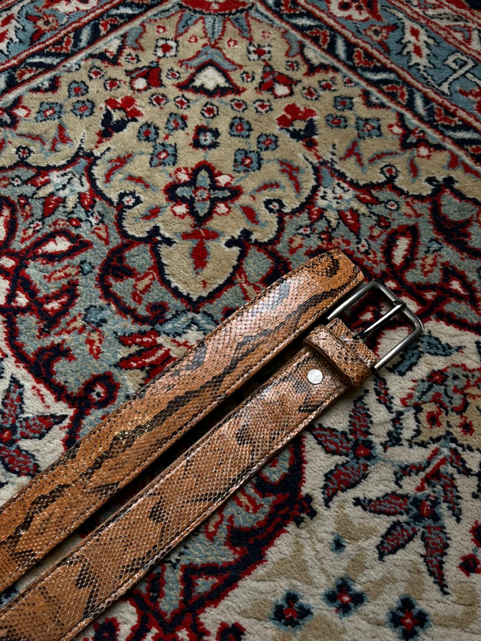Vintage Genuine Python Snakeskin Leather Brown Belt