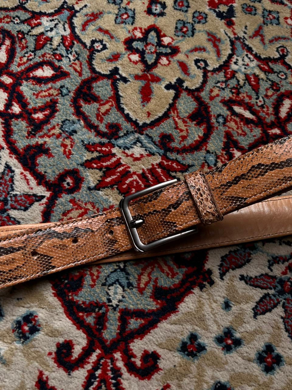 Vintage Genuine Python Snakeskin Leather Brown Belt