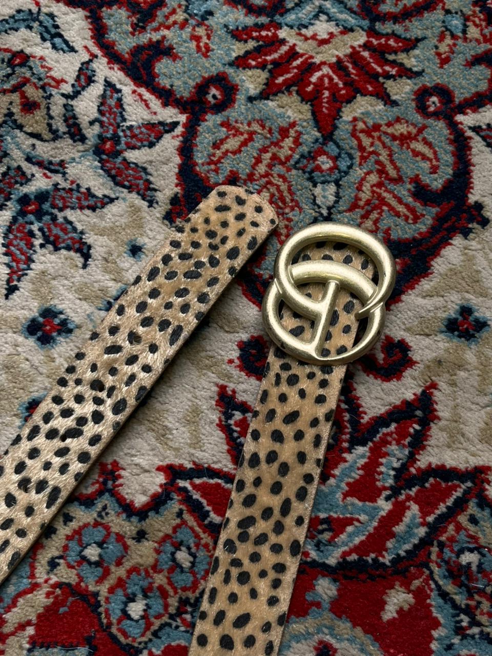 Cheetah Leopard Print Calf Hair Leather Belt