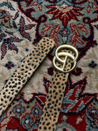 Cheetah Leopard Print Calf Hair Leather Belt