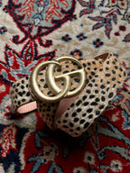 Cheetah Leopard Print Calf Hair Leather Belt