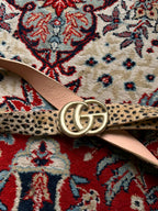 Cheetah Leopard Print Calf Hair Leather Belt