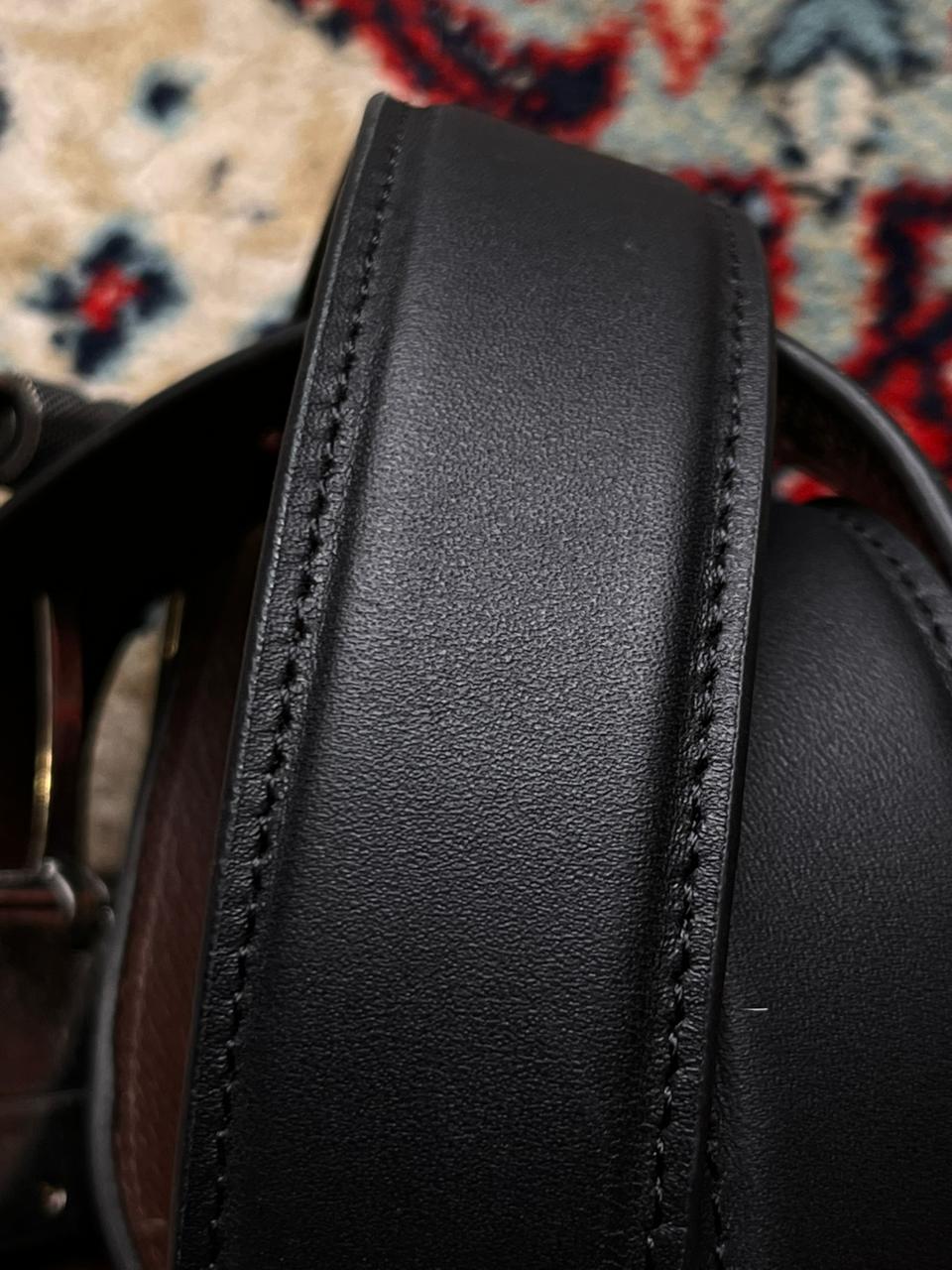 Reversible Black Brown Genuine Leather Belt with Levi’s Silver Buckle