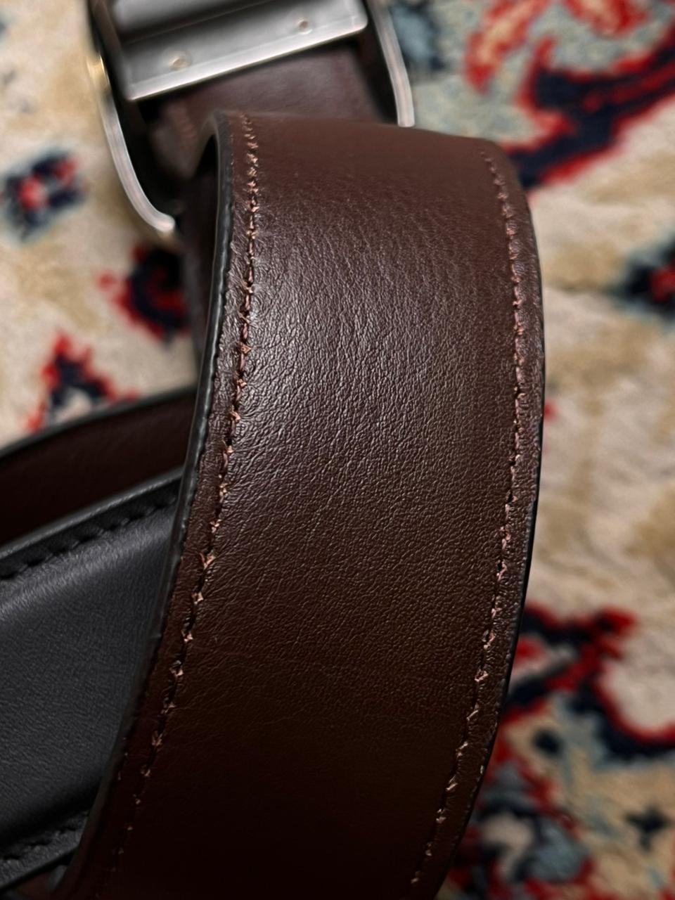 Reversible Black Brown Genuine Leather Belt with Levi’s Silver Buckle