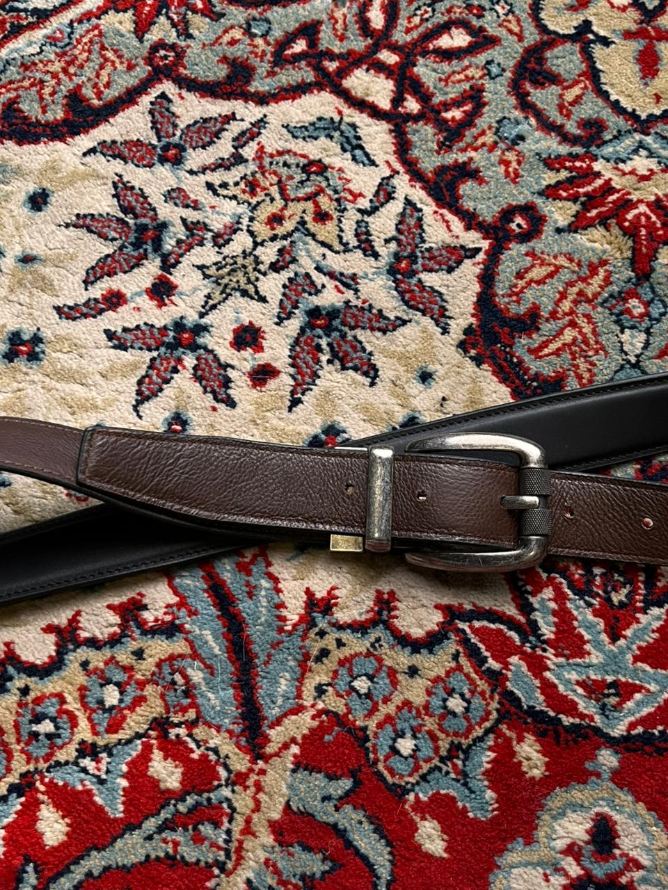 Reversible Black Brown Genuine Leather Belt with Levi’s Silver Buckle