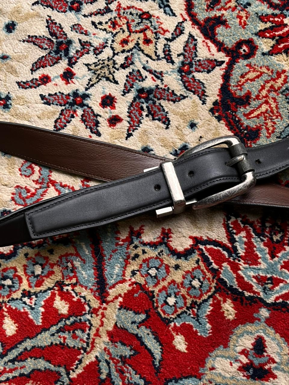 Reversible Black Brown Genuine Leather Belt with Levi’s Silver Buckle