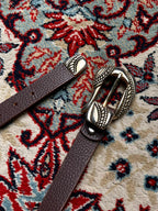 Cowboy Boho Brown Leather Belt with Engraved Metal Buckle