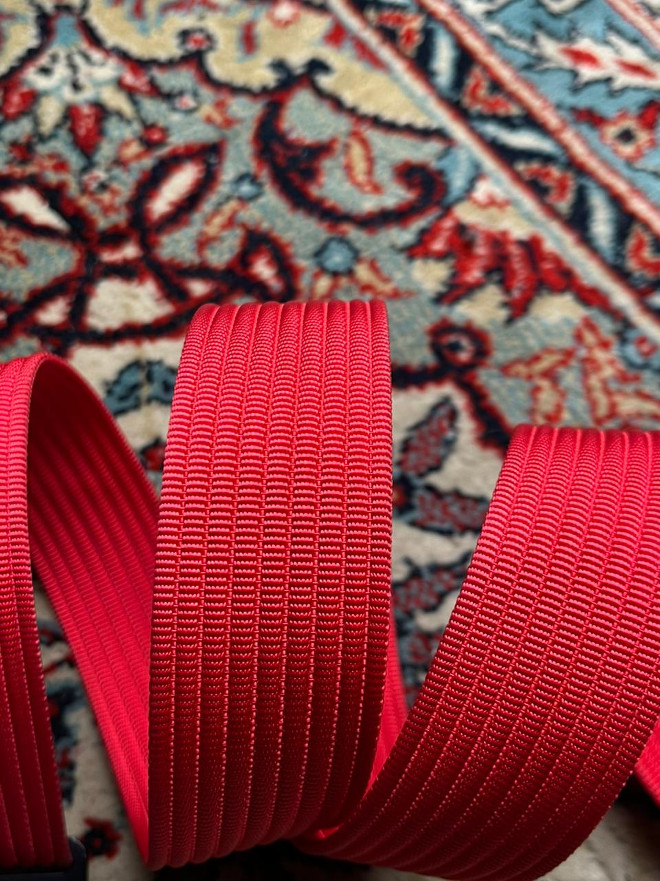GRIP6 Red Nylon Webbing Belt Brushed Aluminum Buckle