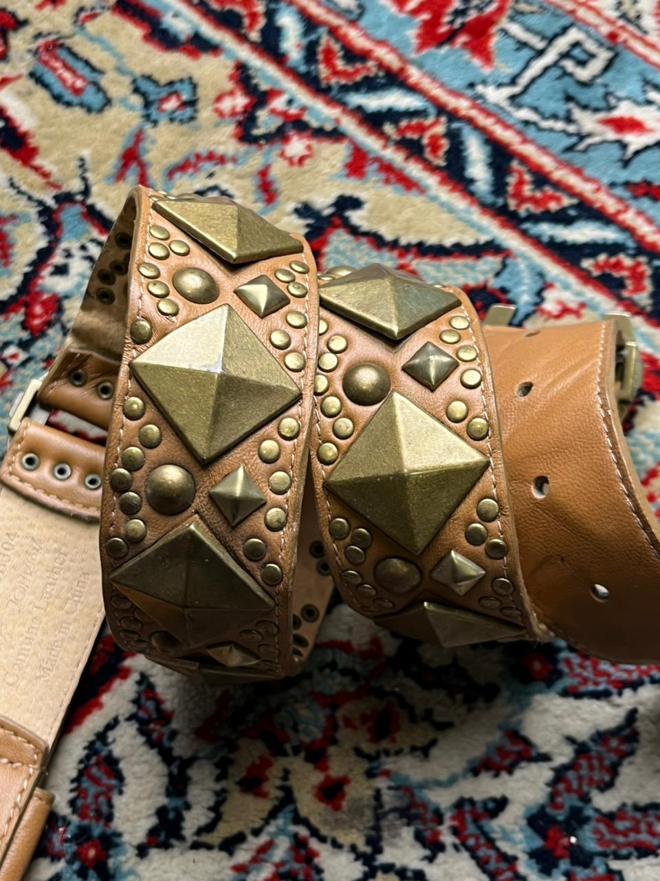 Betsey Johnson Genuine Leather Studded Belt